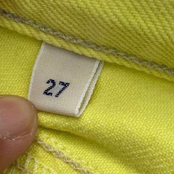 New Citizens of Humanity Blaze Yellow Frayed Hem Jean Denim Mini Skirt Sz 27 - Picture 8 of 12